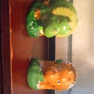 Twin painted ceramic Rhinos